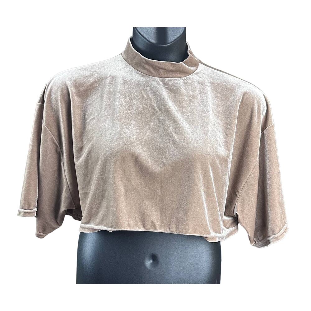 BooHoo Polyester beige crop top shortsleeve Baddie Y2K size 6